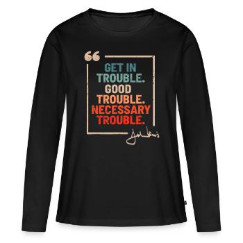 Soziale John Lewis Tee Bekommen Gutes Notwendig - Frauen Premium Bio Langarmshirt - Schwarz - Vorne - Julia (174cm)