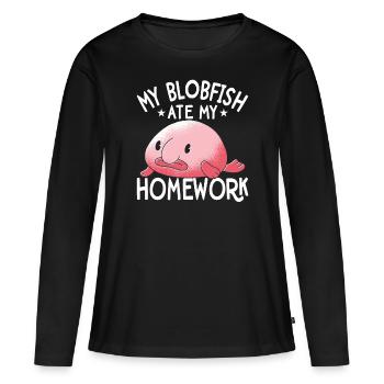 Blobfish a mangé mes devoirs Le propriétaire de Blobfishe - T-shirt manches longues Premium bio Femme - noir - Devant - Julia (174cm)