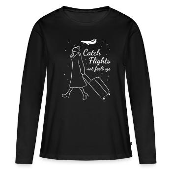 Prendre des vols, pas des sentiments - T-shirt manches longues Premium bio Femme - noir - Devant - Julia (174cm)