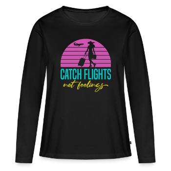 Prendre des vols, pas des sentiments - T-shirt manches longues Premium bio Femme - noir - Devant - Julia (174cm)