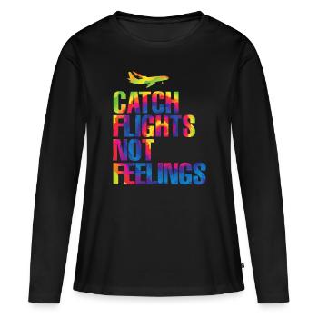 Prendre des vols, pas des sentiments - T-shirt manches longues Premium bio Femme - noir - Devant - Julia (174cm)