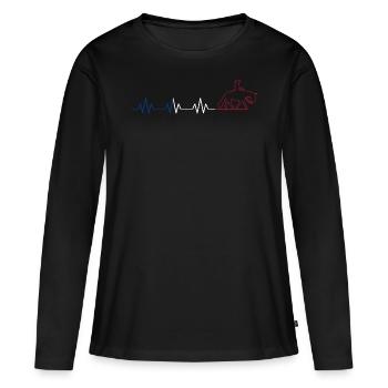 Cavalier Cheval & Western | Équitation Western - T-shirt manches longues Premium bio Femme - noir - Devant - Julia (174cm)