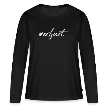 Erfurt - Frauen Premium Bio Langarmshirt - Schwarz - Vorne - Julia (174cm)