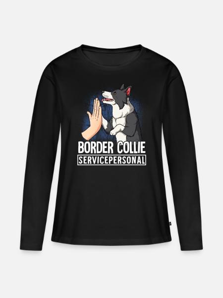 Border Collie - Vrouwen Premium Bio shirt met lange mouwen - zwart