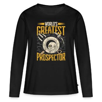 Prospecteurs d’or, chercheurs d’or, chercheurs d’or - T-shirt manches longues Premium bio Femme - noir - Devant - Julia (174cm)
