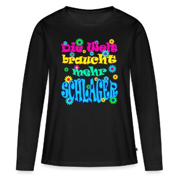 Schlagerparty - Die Welt braucht mehr Schlager - Frauen Premium Bio Langarmshirt - Schwarz - Vorne - Julia (174cm)