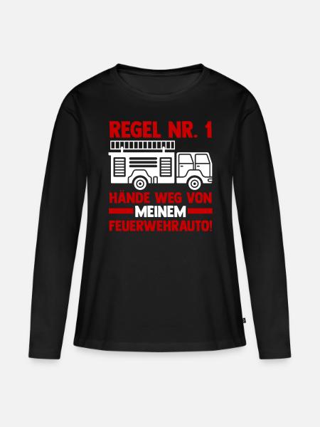 Feuerwehrauto Feuerwehrmann Feuerwehr - Frauen Premium Bio Langarmshirt - Schwarz