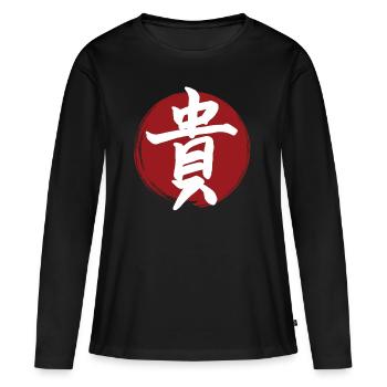 Honor Kanji - Women's Premium Organic Long Sleeve Shirt - black - Front - Julia (174cm)