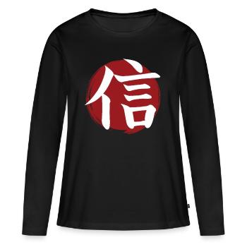 Faith Kanji - Women's Premium Organic Long Sleeve Shirt - black - Front - Julia (174cm)