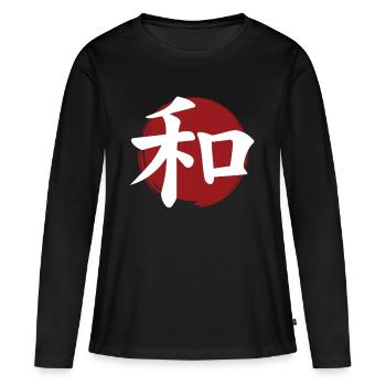 Peace Kanji - Women's Premium Organic Long Sleeve Shirt - black - Front - Julia (174cm)