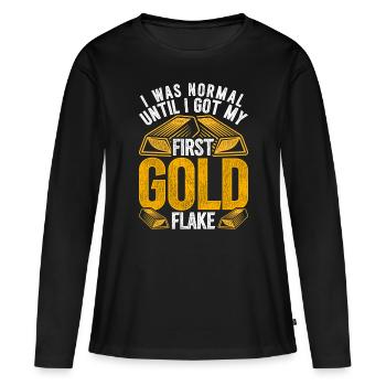Prospecteurs d’or, chercheurs d’or, chercheurs d’or - T-shirt manches longues Premium bio Femme - noir - Devant - Julia (174cm)