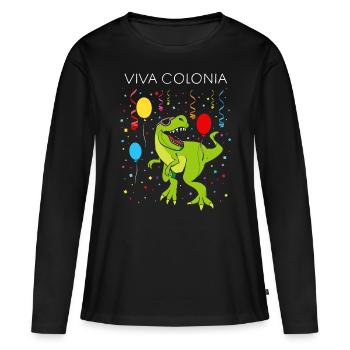 Carnaval Confettis Viva Colonia Tyrannosaurus Rex - T-shirt manches longues Premium bio Femme - noir - Devant - Julia (174cm)