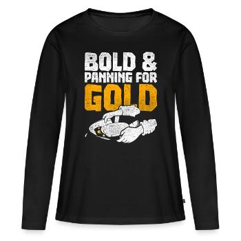 Prospecteurs d’or, chercheurs d’or, chercheurs d’or - T-shirt manches longues Premium bio Femme - noir - Devant - Julia (174cm)