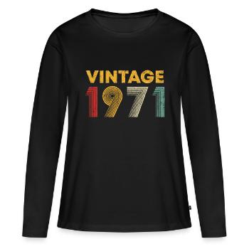 Jahrgang 1971 Geschenk zum 52. Geburtstag Männer Frauen 52 Jahre - Frauen Premium Bio Langarmshirt - Schwarz - Vorne - Julia (174cm)