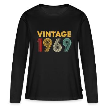 Vintage 1969 54th Birthday Gift Men Women 54 Years - Women's Premium Organic Long Sleeve Shirt - black - Front - Julia (174cm)