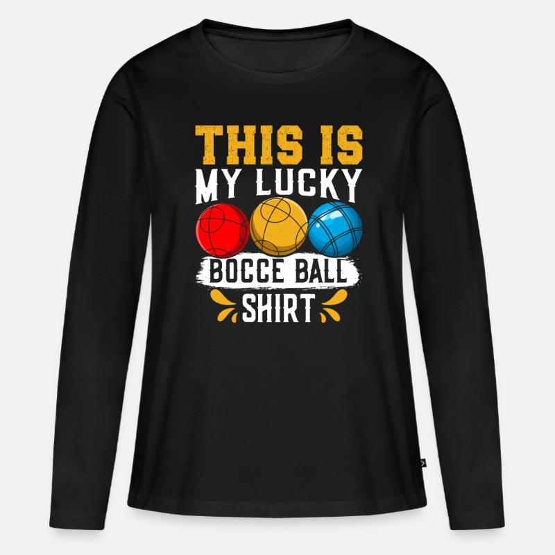 Funny Bocce Game - Frauen Premium Bio Langarmshirt - Schwarz