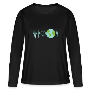 Earth Heartbeat Earth Day - Women's Premium Organic Long Sleeve Shirt - black - Front - Julia (174cm)