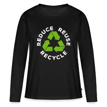 Reduzieren Sie die Wiederverwendung und recyceln Sie - Tag der Erde - Frauen Premium Bio Langarmshirt - Schwarz - Vorne - Julia (174cm)