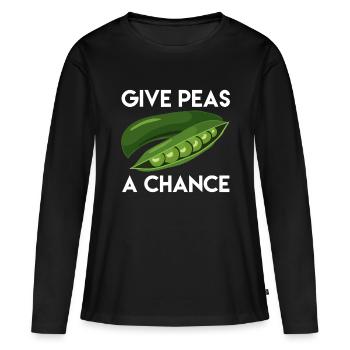 World Peas/Peace - Gib Erbsen eine Chance Tag der Erde - Frauen Premium Bio Langarmshirt - Schwarz - Vorne - Julia (174cm)