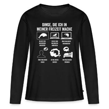 Walross - Frauen Premium Bio Langarmshirt - Schwarz - Vorne - Julia (174cm)