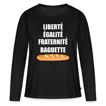 Liberté Egalité Fraternité Baguette - T-shirt manches longues Premium bio Femme - noir - Devant - Julia (174cm)