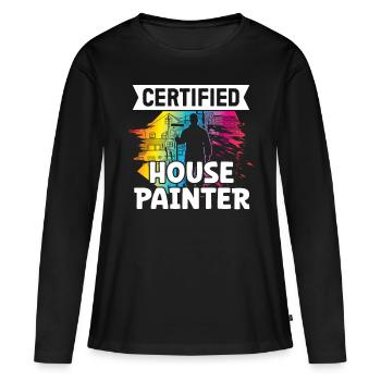 Maler Certified House Painter Lackierer Malerei - Frauen Premium Bio Langarmshirt - Schwarz - Vorne - Julia (174cm)