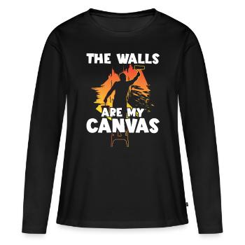 Maler Walls Are My Canvas Lackierer Malerei Kunst - Frauen Premium Bio Langarmshirt - Schwarz - Vorne - Julia (174cm)