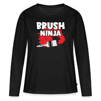 Maler Brush Ninja Lackierer Malerei Künstler - Frauen Premium Bio Langarmshirt - Schwarz - Vorne - Julia (174cm)