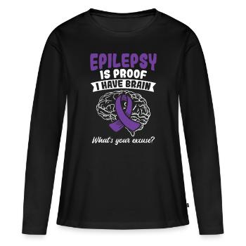 Preuve que j’ai le cerveau Votre excuse Épilepsie Sensibilisation - T-shirt manches longues Premium bio Femme - noir - Devant - Julia (174cm)