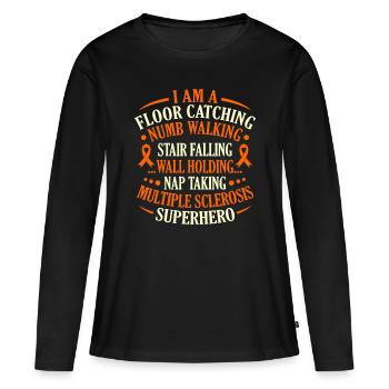 Multiple Sclerosis Superhero MS Awareness Support - Women's Premium Organic Long Sleeve Shirt - black - Front - Julia (174cm)