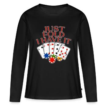 Juste plier je l’ai 4 - T-shirt manches longues Premium bio Femme - noir - Devant - Julia (174cm)