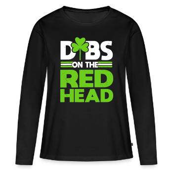 Lustige irische St. Patricks Day Dibs Auf Dem Rotschopf - Frauen Premium Bio Langarmshirt - Schwarz - Vorne - Julia (174cm)