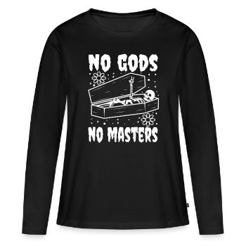 Pas de dieux pas de maîtres - T-shirt manches longues Premium bio Femme - noir - Devant - Julia (174cm)