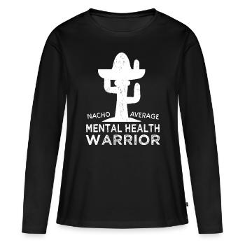 Funny Awareness Mental Health Warrior - Women's Premium Organic Long Sleeve Shirt - black - Front - Julia (174cm)