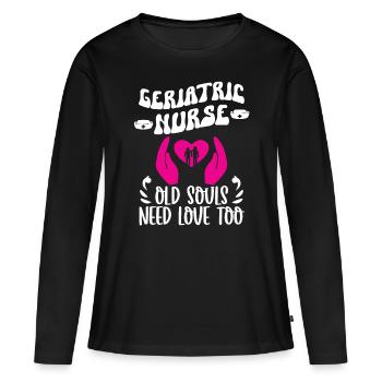 Altenpfleger Infirmière gériatrique Les vieilles âmes ont besoin d’amour - T-shirt manches longues Premium bio Femme - noir - Devant - Julia (174cm)
