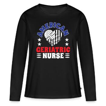 Geriatric Nurse Caregiver - Women's Premium Organic Long Sleeve Shirt - black - Front - Julia (174cm)