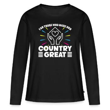 Aidante âgée pour qui a fait du pays un excellent aidant - T-shirt manches longues Premium bio Femme - noir - Devant - Julia (174cm)