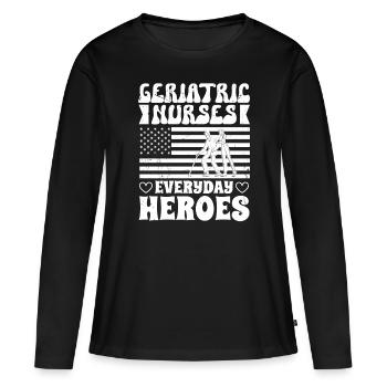 Geriatric Nurse Everyday Hero Care - Women's Premium Organic Long Sleeve Shirt - black - Front - Julia (174cm)