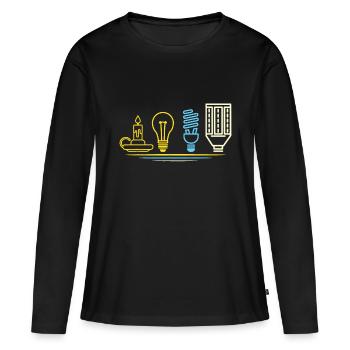 Funny Electrician Engineer - Light Bulb - Women's Premium Organic Long Sleeve Shirt - black - Front - Julia (174cm)