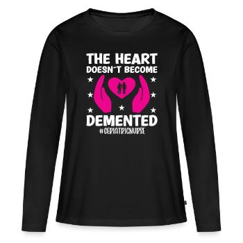 Le cœur de l’infirmière gériatrique ne devient pas un soignant dément - T-shirt manches longues Premium bio Femme - noir - Devant - Julia (174cm)
