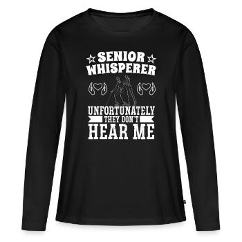 Infirmière gériatrique Chuchoteur principal Soins infirmiers - T-shirt manches longues Premium bio Femme - noir - Devant - Julia (174cm)