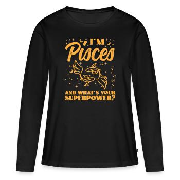 Astrologie Poissons Quel est votre superpouvoir Ésotérisme - T-shirt manches longues Premium bio Femme - noir - Devant - Julia (174cm)