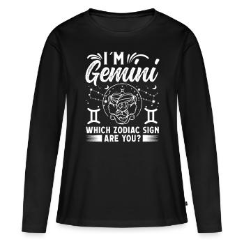 Astrologie Gémeaux Quel zodiaque vous signe l’ésotérisme - T-shirt manches longues Premium bio Femme - noir - Devant - Julia (174cm)