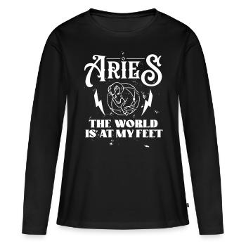 Astrology Aries World At My Feet Esoteric Signs - Women's Premium Organic Long Sleeve Shirt - black - Front - Julia (174cm)