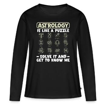 Astrology Like Puzzle Solve It Esoteric Signs - Women's Premium Organic Long Sleeve Shirt - black - Front - Julia (174cm)