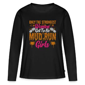 Course drôle parfaite - T-shirt manches longues Premium bio Femme - noir - Devant - Julia (174cm)