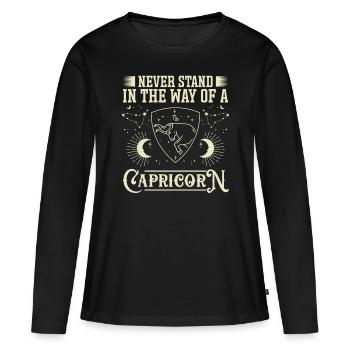 L’astrologie n’a jamais fait l’ésotérisme du Capricorne - T-shirt manches longues Premium bio Femme - noir - Devant - Julia (174cm)