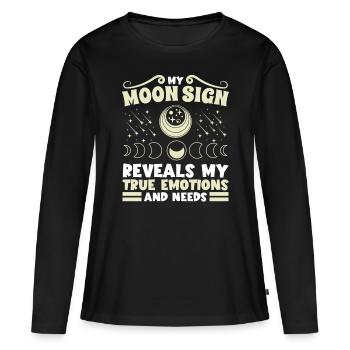 L’astrologie Le signe lunaire révèle les émotions et les besoins - T-shirt manches longues Premium bio Femme - noir - Devant - Julia (174cm)