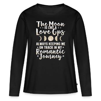 Astronomie Astronom Mondphase Romantik Sterne - Frauen Premium Bio Langarmshirt - Schwarz - Vorne - Julia (174cm)