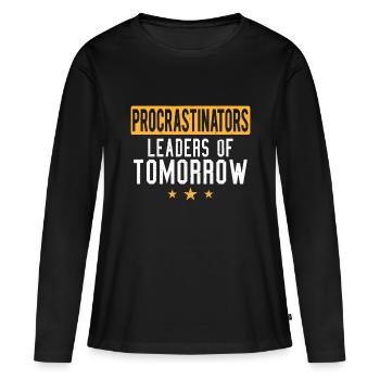 Procrastinateurs Leaders de demain - T-shirt manches longues Premium bio Femme - noir - Devant - Julia (174cm)